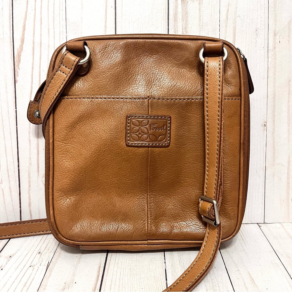 Fossil Y2K Brown Leather Crossbody Travel Multi Pocket Purse - Picture 2 of 13